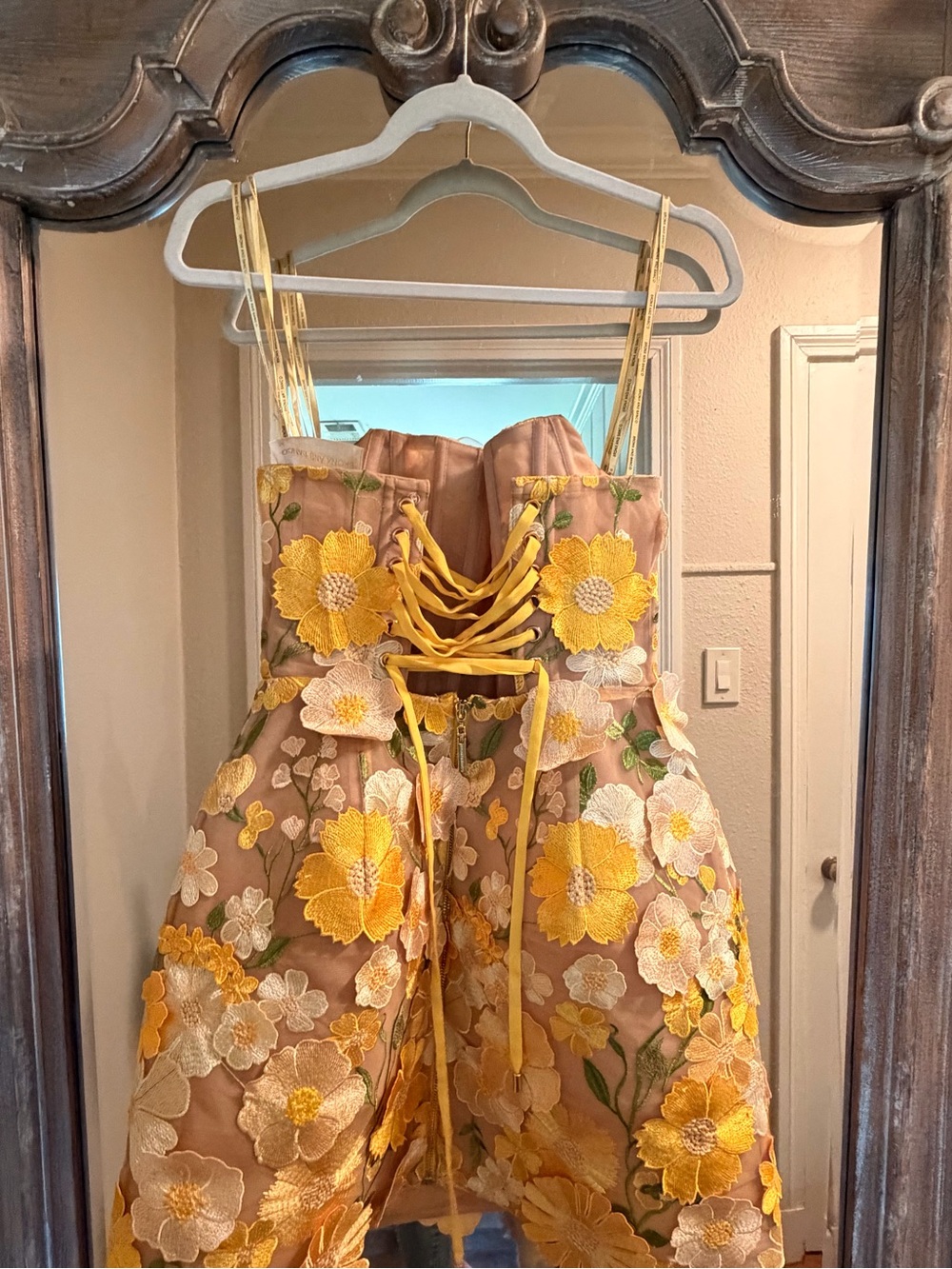 Bronx and Banco Strapless Floral Dress in Yellow and Cream - Picture 5 of 6